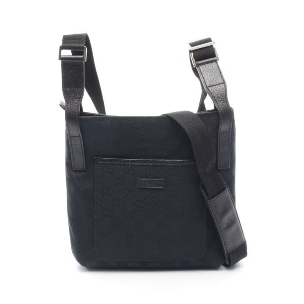 Gucci GG Canvas Shoulder Bag Leather Black